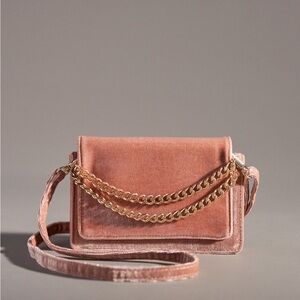 Anthropologie Velvet Chain Strap Bag - Pink